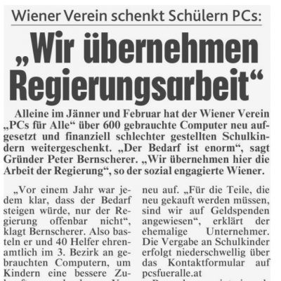 Artikel in der Kronen Zeitung über uns