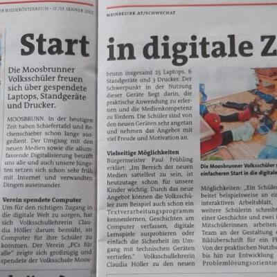 Bericht über eine Volksschule in Moosbrunn